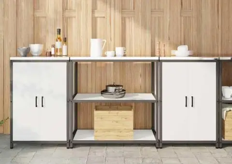 Set de depozitare pentru bucătărie 3 pcs Alb 210 x 50 x 92 cm - 1/5