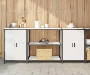 vidaXL Set de depozitare pentru bucătărie 3 pcs Alb 210 x 50 x 92 cm
