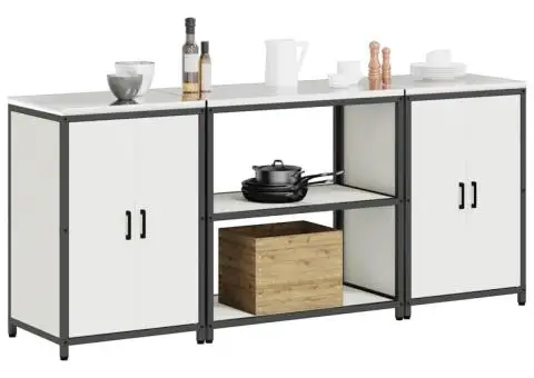 Set de depozitare pentru bucătărie 3 pcs Alb 210 x 50 x 92 cm - 3/5