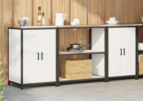 Set de depozitare pentru bucătărie 3 pcs Alb 210 x 50 x 92 cm - 4/5