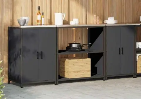 Set de depozitare pentru bucătărie cu raft cu depozitare cu ușă 3 pcs Antracit - 4/5