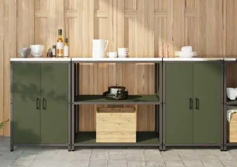 Set de depozitare pentru bucătărie cu raft 3 pcs Verde măsliniu - 1/5