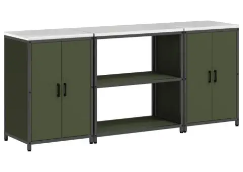 Set de depozitare pentru bucătărie cu raft 3 pcs Verde măsliniu - 2/5