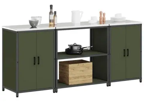 Set de depozitare pentru bucătărie cu raft 3 pcs Verde măsliniu - 3/5