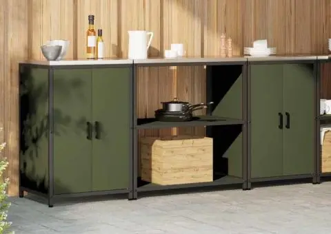 Set de depozitare pentru bucătărie cu raft 3 pcs Verde măsliniu - 4/5