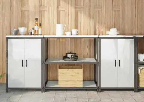 Set de depozitare pentru bucătărie cu raft cu depozitare cu ușă 3 pcs Argintiu - 1/5