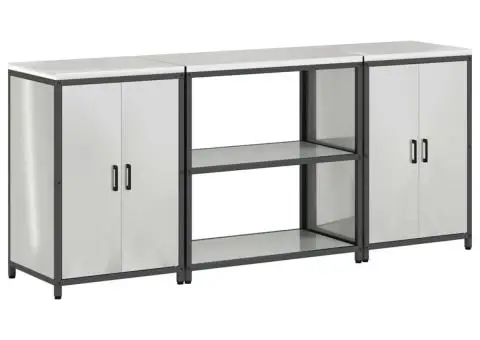 Set de depozitare pentru bucătărie cu raft cu depozitare cu ușă 3 pcs Argintiu - 2/5