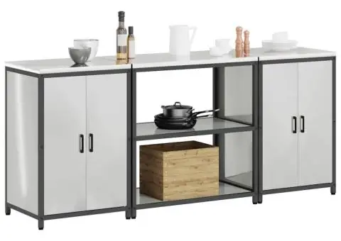 Set de depozitare pentru bucătărie cu raft cu depozitare cu ușă 3 pcs Argintiu - 3/5