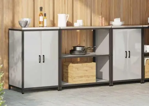 Set de depozitare pentru bucătărie cu raft cu depozitare cu ușă 3 pcs Argintiu - 4/5