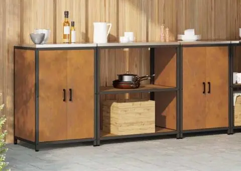 Set de depozitare pentru bucătărie cu raft cu depozitare cu ușă 3 pcs Ruginit - 4/5