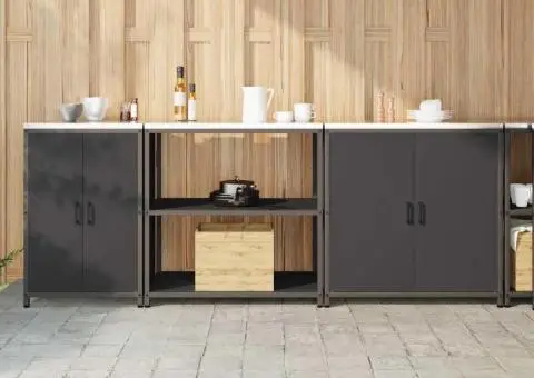 Set de depozitare pentru bucătărie 3 pcs Negru 240 x 50 x 92 cm - 1/5