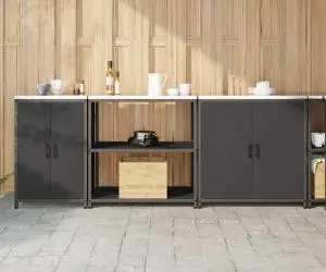vidaXL Set de depozitare pentru bucătărie 3 pcs Negru 240 x 50 x 92 cm
