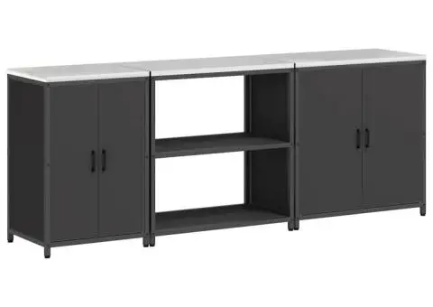 Set de depozitare pentru bucătărie 3 pcs Negru 240 x 50 x 92 cm - 2/5