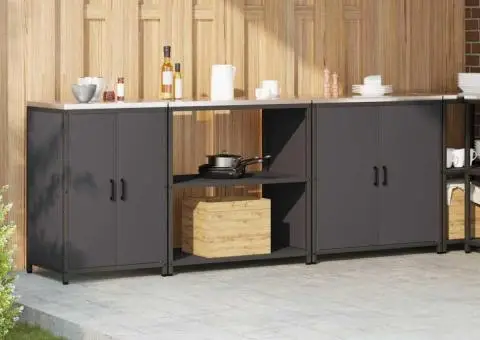 Set de depozitare pentru bucătărie 3 pcs Negru 240 x 50 x 92 cm - 4/5