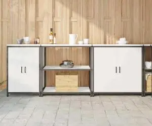 vidaXL Set de depozitare pentru bucătărie 3 pcs Alb 240 x 50 x 92 cm
