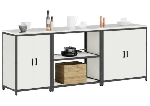 Set de depozitare pentru bucătărie 3 pcs Alb 240 x 50 x 92 cm - 3/5