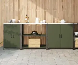 vidaXL Set de depozitare pentru bucătărie cu raft Altele 3 pcs Verde măsliniu