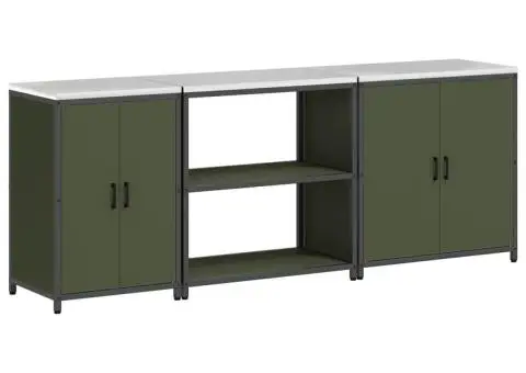 Set de depozitare pentru bucătărie cu raft Altele 3 pcs Verde măsliniu - 2/5