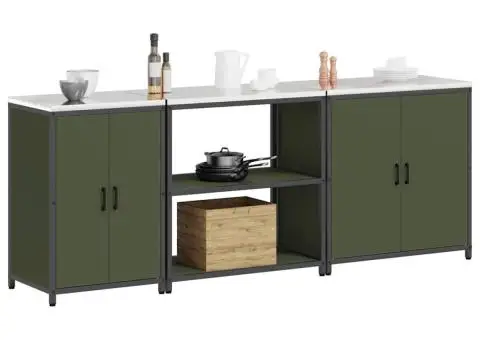 Set de depozitare pentru bucătărie cu raft Altele 3 pcs Verde măsliniu - 3/5