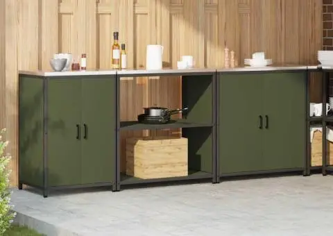 Set de depozitare pentru bucătărie cu raft Altele 3 pcs Verde măsliniu - 4/5