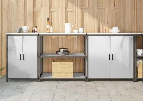 Set de depozitare pentru bucătărie cu raft Altele cu depozitare cu ușă 3 pcs Argintiu - 1/5