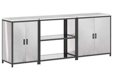 Set de depozitare pentru bucătărie cu raft Altele cu depozitare cu ușă 3 pcs Argintiu - 2/5