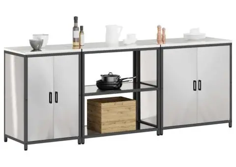 Set de depozitare pentru bucătărie cu raft Altele cu depozitare cu ușă 3 pcs Argintiu - 3/5