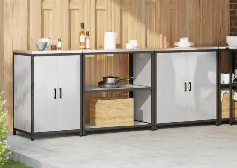 Set de depozitare pentru bucătărie cu raft Altele cu depozitare cu ușă 3 pcs Argintiu - 4/5