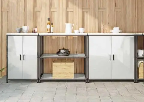 Set de depozitare pentru bucătărie cu raft Altele cu depozitare cu ușă 3 pcs Argintiu - 1/5