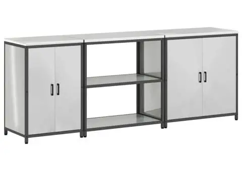 Set de depozitare pentru bucătărie cu raft Altele cu depozitare cu ușă 3 pcs Argintiu - 2/5