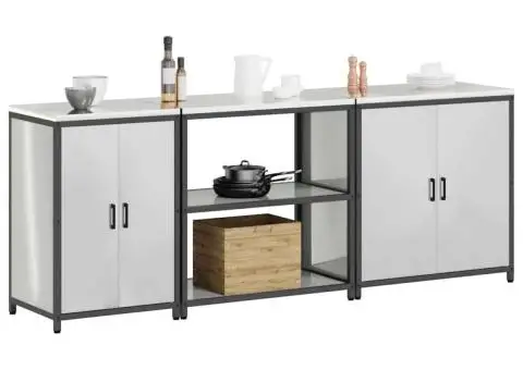 Set de depozitare pentru bucătărie cu raft Altele cu depozitare cu ușă 3 pcs Argintiu - 3/5