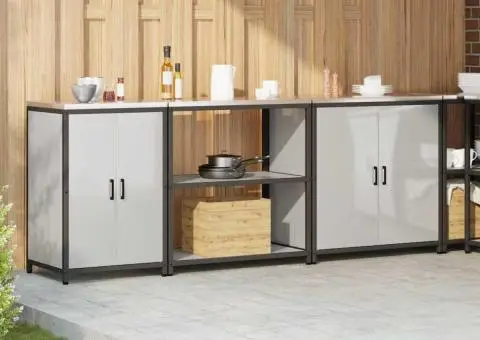 Set de depozitare pentru bucătărie cu raft Altele cu depozitare cu ușă 3 pcs Argintiu - 4/5