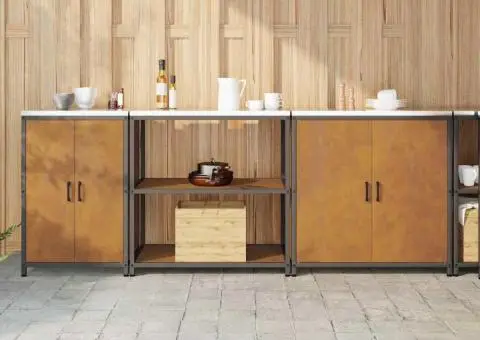 Set de depozitare pentru bucătărie cu raft Altele cu depozitare cu ușă 3 pcs Ruginit - 1/5