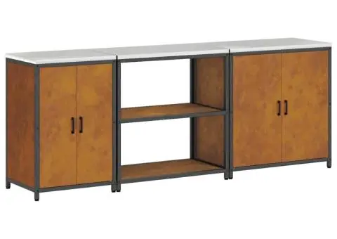 Set de depozitare pentru bucătărie cu raft Altele cu depozitare cu ușă 3 pcs Ruginit - 2/5