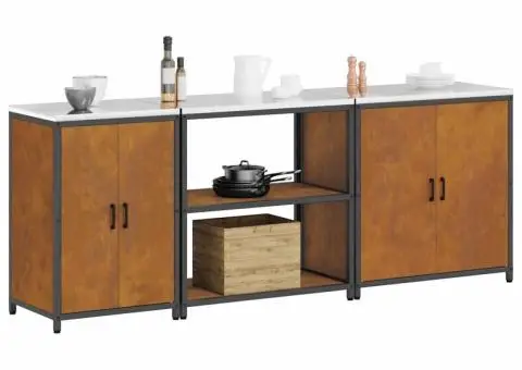 Set de depozitare pentru bucătărie cu raft Altele cu depozitare cu ușă 3 pcs Ruginit - 3/5