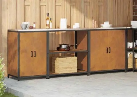 Set de depozitare pentru bucătărie cu raft Altele cu depozitare cu ușă 3 pcs Ruginit - 4/5