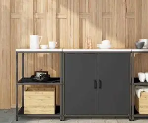 vidaXL Set de depozitare pentru bucătărie 2 pcs Negru 150 x 50 x 92 cm