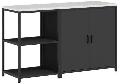 Set de depozitare pentru bucătărie 2 pcs Negru 150 x 50 x 92 cm - 2/5