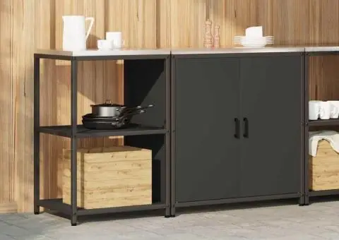 Set de depozitare pentru bucătărie 2 pcs Negru 150 x 50 x 92 cm - 4/5