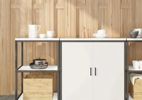 Set de depozitare pentru bucătărie 2 pcs Alb 150 x 50 x 92 cm - 1/5