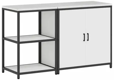 Set de depozitare pentru bucătărie 2 pcs Alb 150 x 50 x 92 cm - 2/5
