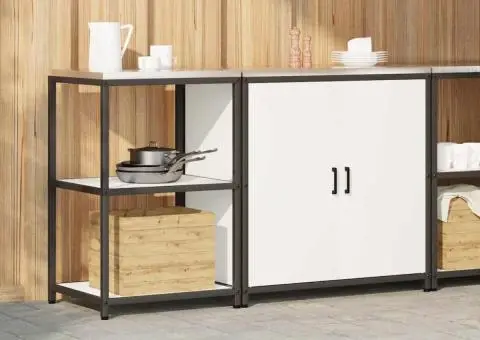 Set de depozitare pentru bucătărie 2 pcs Alb 150 x 50 x 92 cm - 4/5