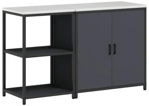 Set de depozitare pentru bucătărie cu raft cu depozitare cu ușă Ajustabil 2 pcs Antracit - 2/5