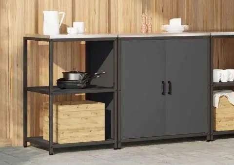 Set de depozitare pentru bucătărie cu raft cu depozitare cu ușă Ajustabil 2 pcs Antracit - 4/5