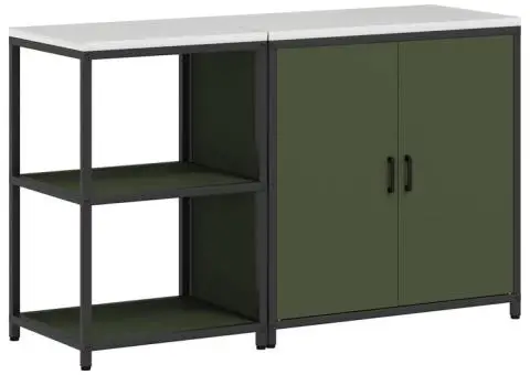 Set de depozitare pentru bucătărie cu raft 2 pcs Verde măsliniu - 2/5