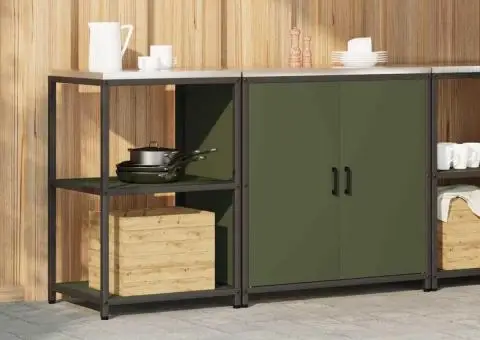 Set de depozitare pentru bucătărie cu raft 2 pcs Verde măsliniu - 4/5