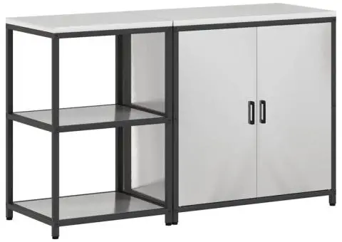 Set de depozitare pentru bucătărie cu raft cu depozitare Ajustabil 2 pcs Argintiu - 2/5