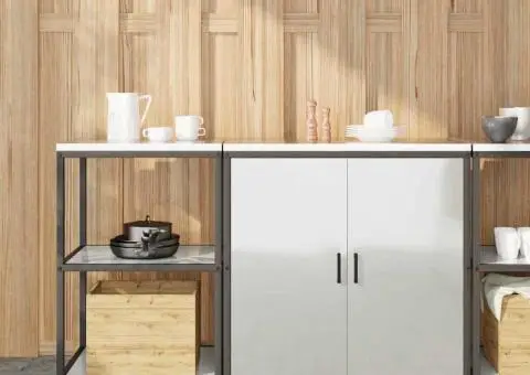 Set de depozitare pentru bucătărie cu raft cu depozitare cu ușă Ajustabil 2 pcs Argintiu - 1/5