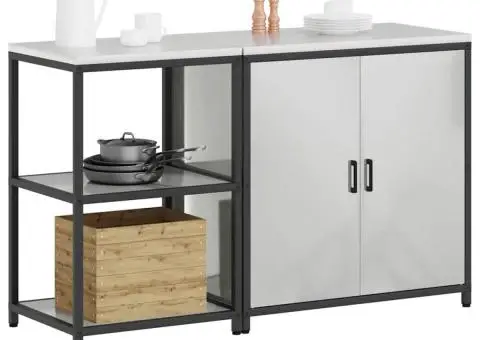 Set de depozitare pentru bucătărie cu raft cu depozitare cu ușă Ajustabil 2 pcs Argintiu - 3/5