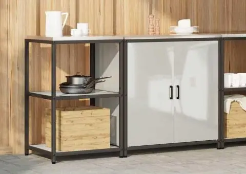 Set de depozitare pentru bucătărie cu raft cu depozitare cu ușă Ajustabil 2 pcs Argintiu - 4/5